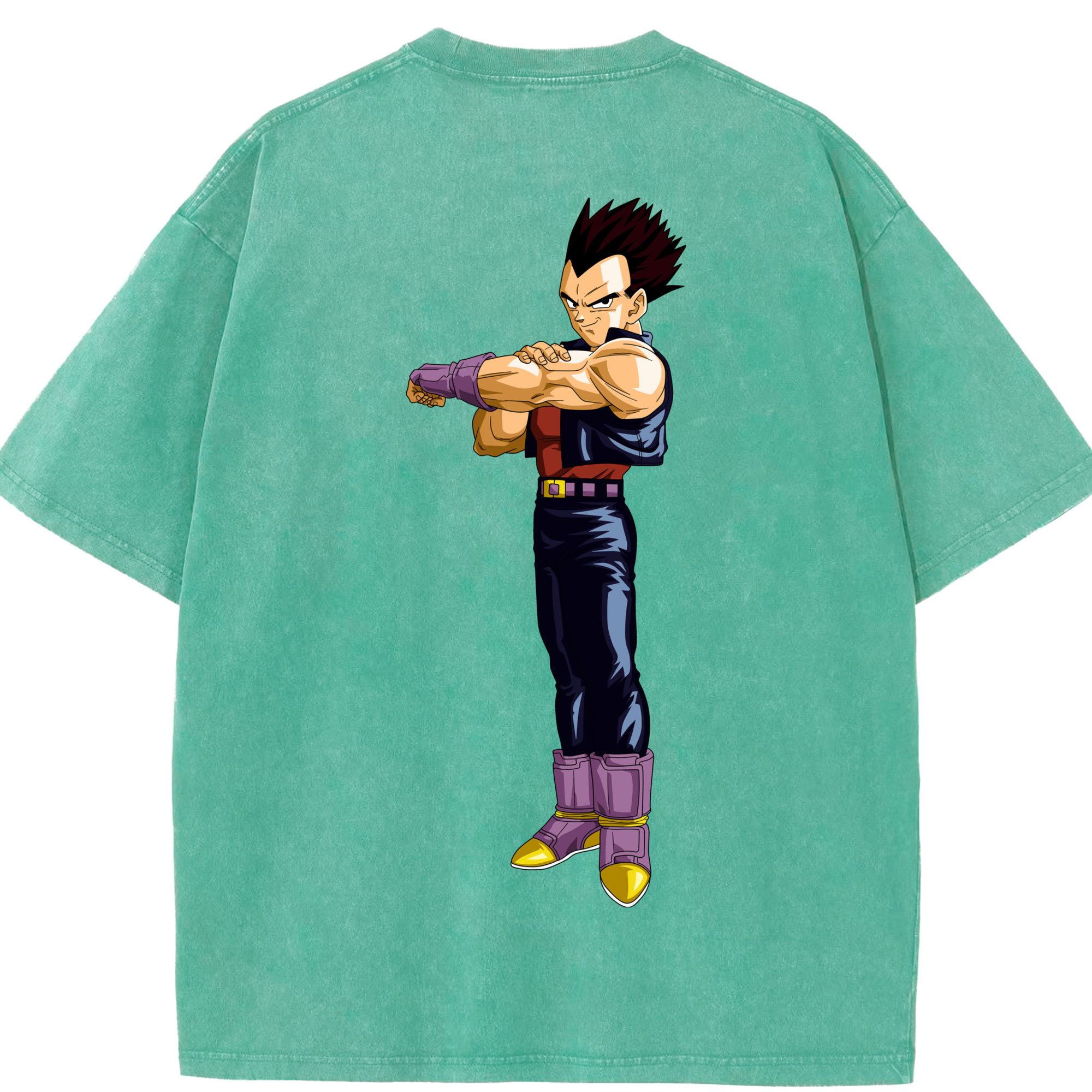 （画像用） ドラゴンボール ベジータ四世（Bejīta Yonsei）DRAGON BALL Vegeta IV 綿100% ヴィンテージ風 半袖Tシャツ（背面プリント）